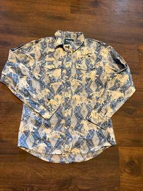 Wrangler Boys XL (14-16) Western Snap Shirt Aztec Bronco Print